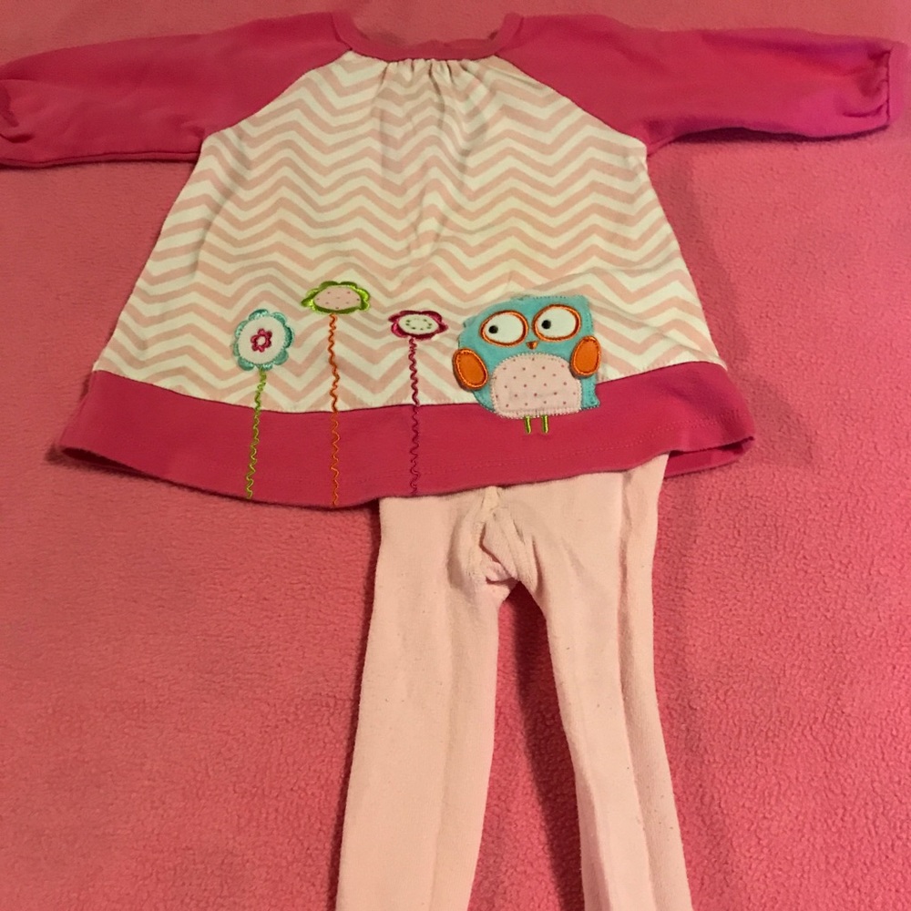 Baby girl long slv dress w/matching slipper tights